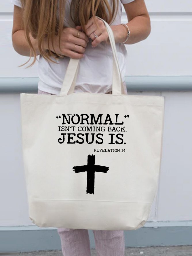Jesus Printed Letter Shopping Totes