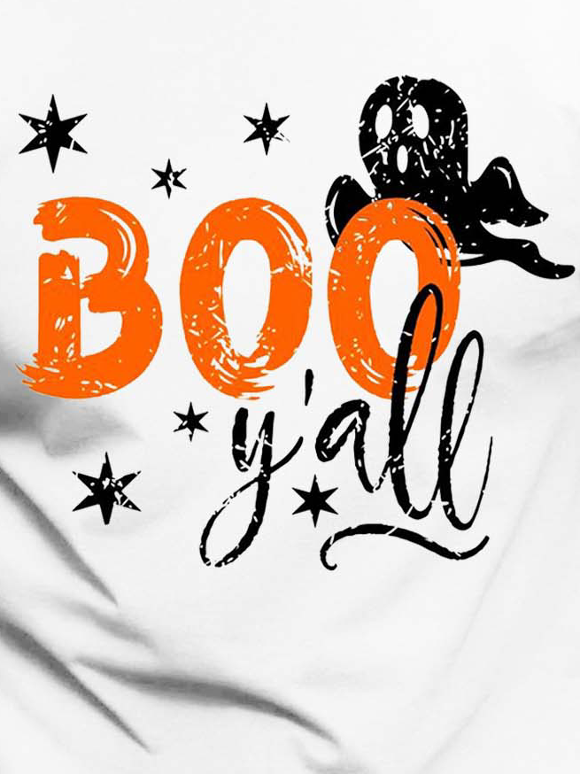 Men Boo Yall Happy Halloween Cotton Loose Casual T-Shirt