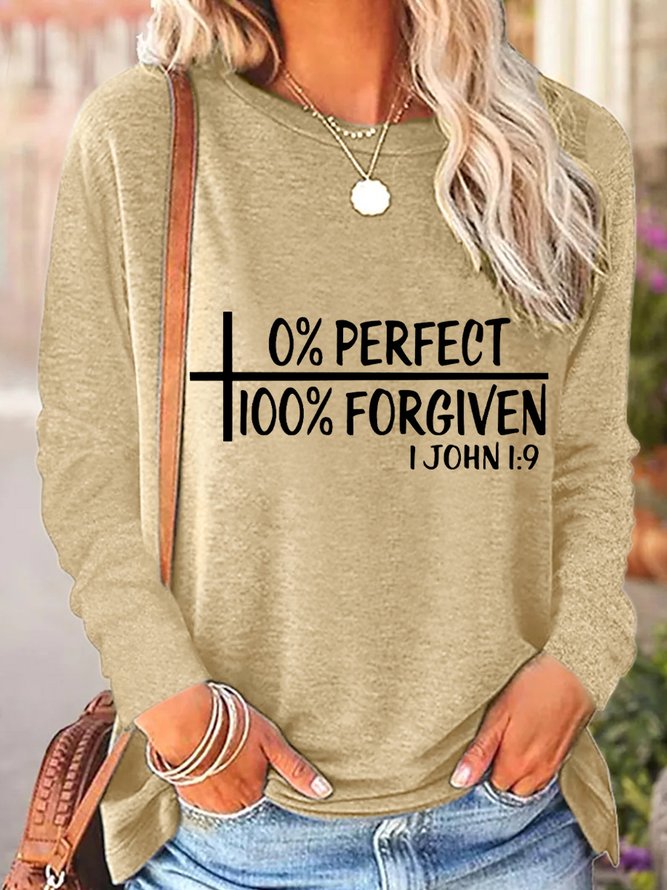 0% Perfect 100% Forgiven John1:9 Women's Long Sleeve T-Shirt