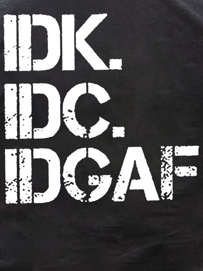 Men Idk Idc Idgaf Letters Crew Neck Vintage Loose T-Shirt