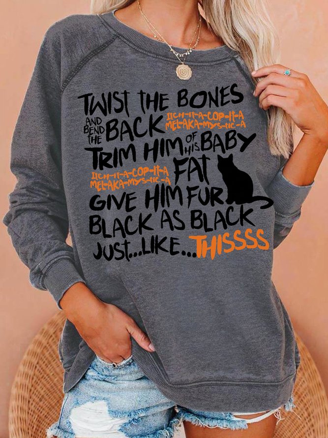 Womens Twist the Bones Spell Letters Sweatshirts