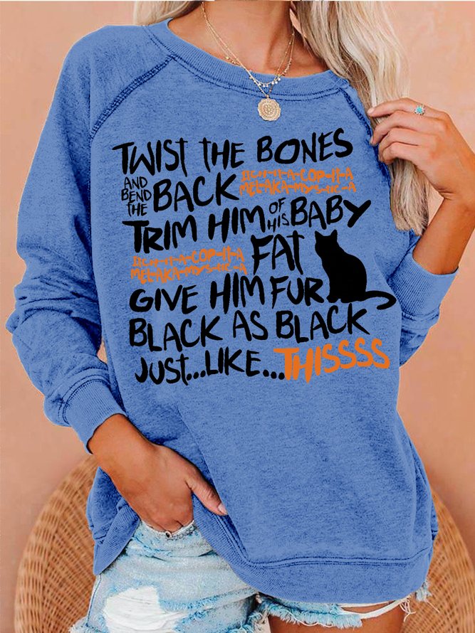 Womens Twist the Bones Spell Letters Sweatshirts