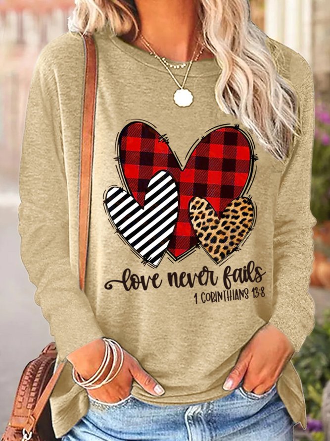 Love Never Fails 1 Corinthians13:18 Hearts Women's Long Sleeve T-Shirt