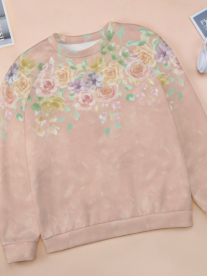 Lilicloth X Paula Pink Flower Floral Painting Women's Sweatshirts