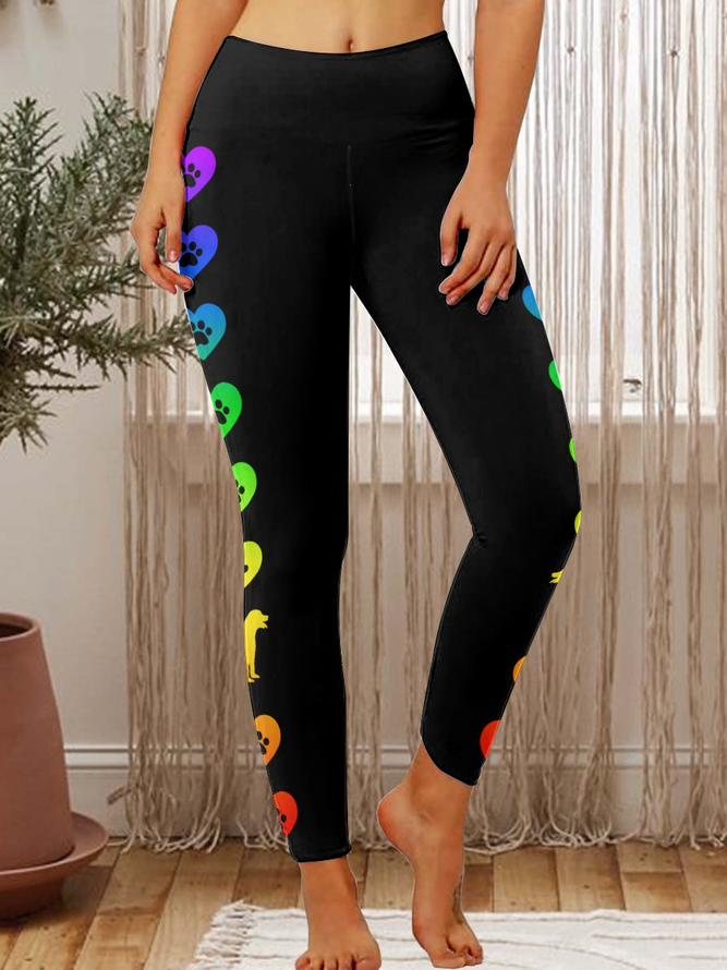 Lilicloth X Paula Dog Paw Love Hearts on Yoga Pants Tummy Control Women's Leggings
