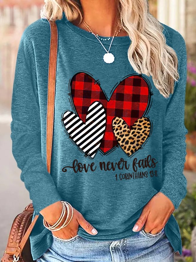 Love Never Fails 1 Corinthians13:18 Hearts Women's Long Sleeve T-Shirt