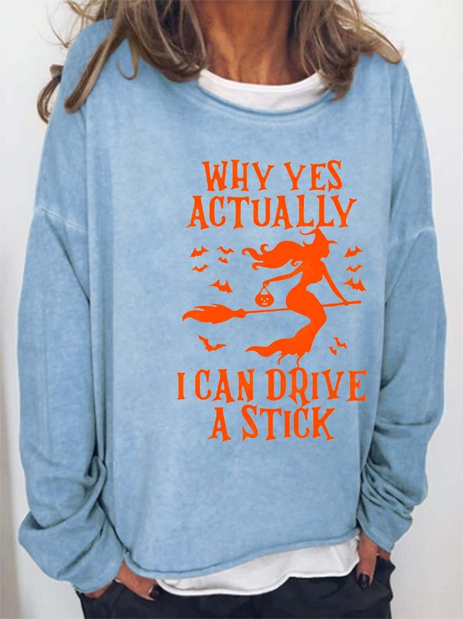 Women I Can Drive A Stick Loose Casual Halloween Sweatshirts