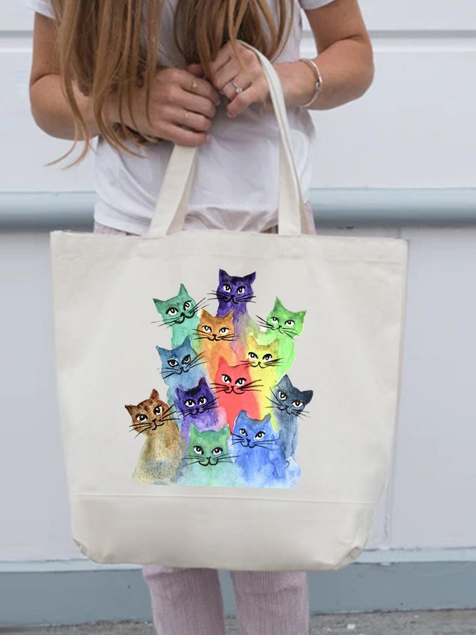 Cute Cat Graphic Shopping Totes