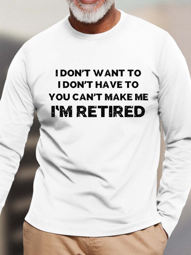 Men I’m Retired Letters Loose Casual Crew Neck T-Shirt