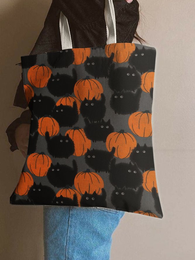 Happy halloween black cat shopping totes