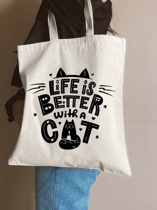 Funny Sentences With Cat Images Shopping Totes