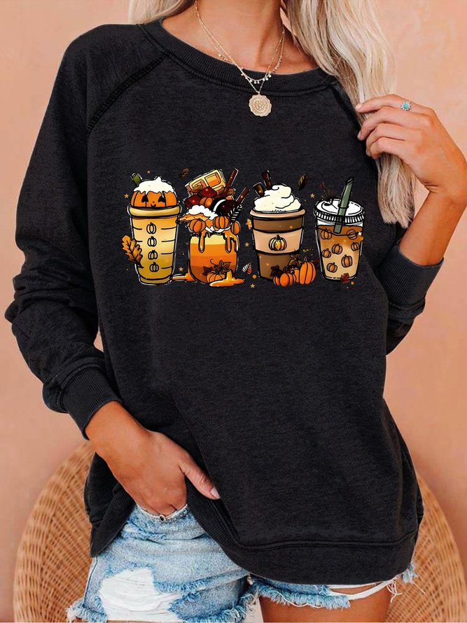 Funny Pumpkin Halloween Fall Coffee Lover Simple Sweatshirts