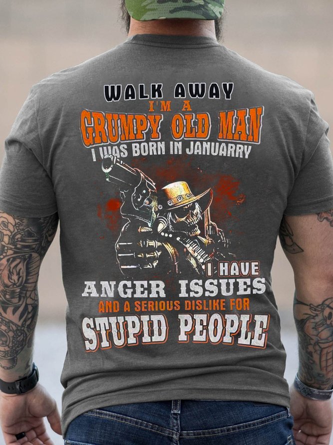 Walk Away I‘m A Grumpy Old Man Crew Neck Casual T-Shirt