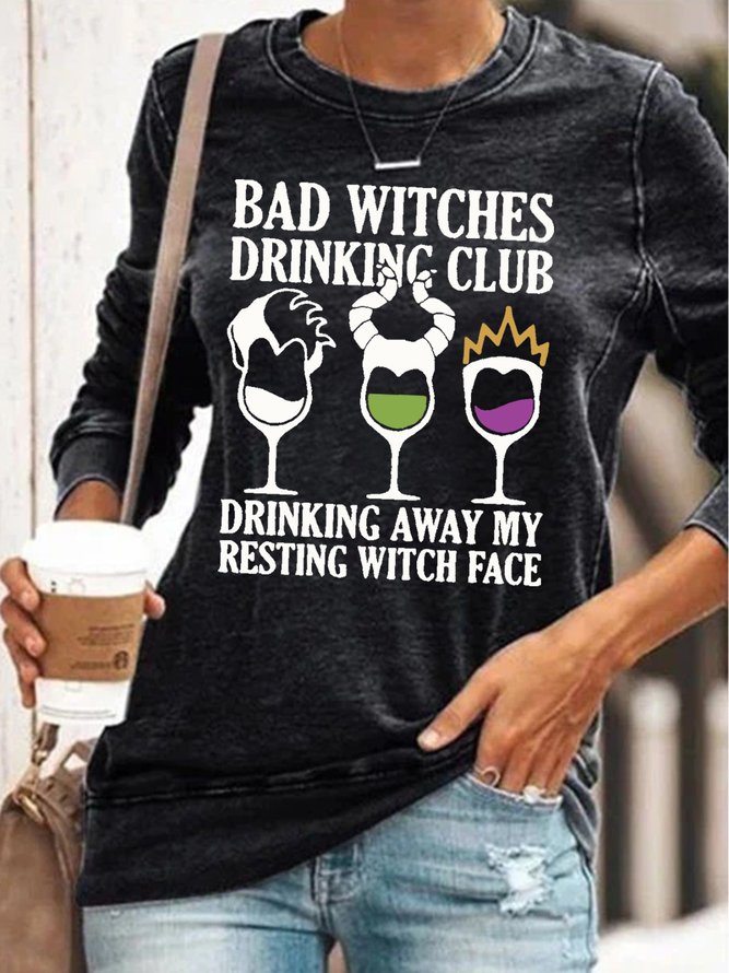 Womens Bad witches drinking club HalloweenCasual Sweatshirts