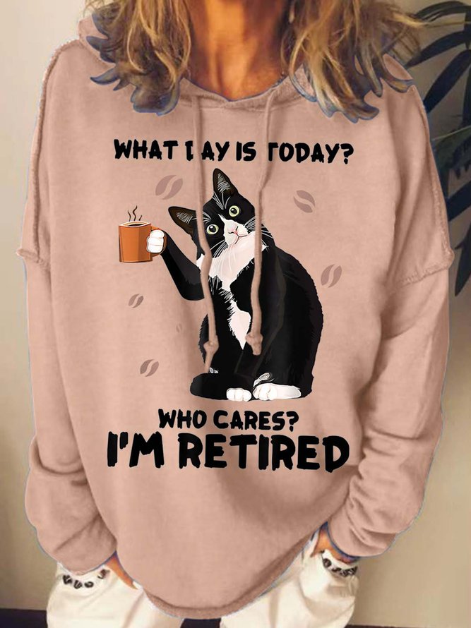 Women I’m Retired Black Cat Coffee Casual Sweatshirts