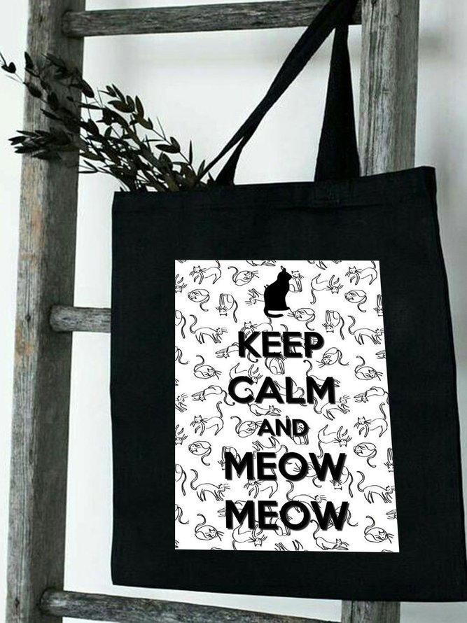 Keep Calm And Meow Graphic Shopping Totes