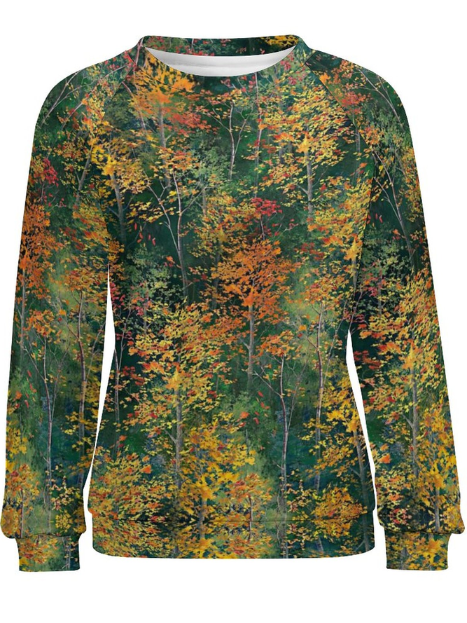 Womens Landscape Forest Painting Casual Sweatshirts