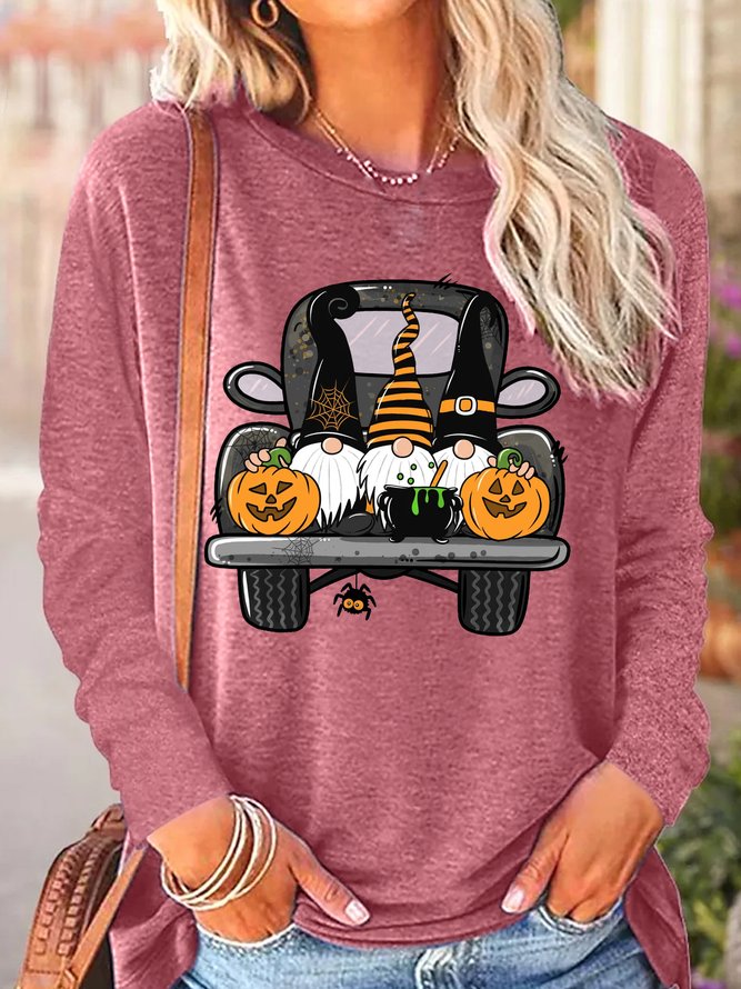Womens Fall Gnomes Halloween Casual Tops