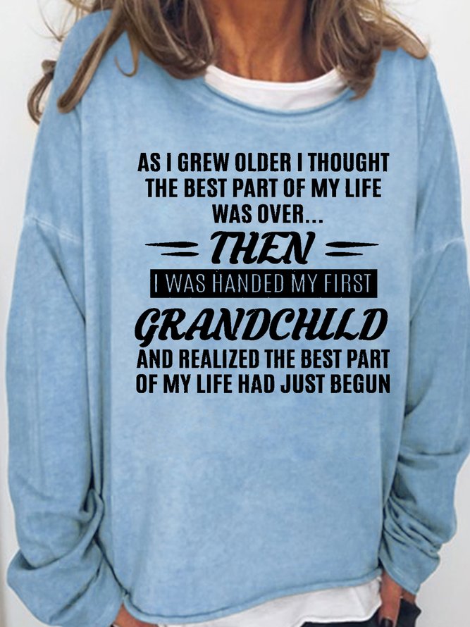 Womens Funny Grandma And Grandkid Casual Text Letters Sweatshirts