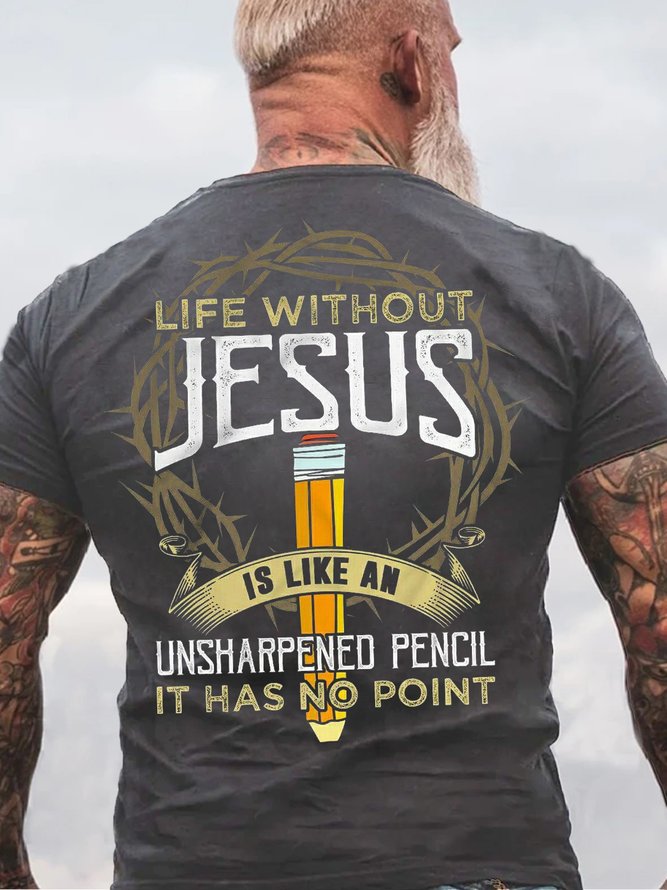 Mens Jesus Cotton Letters T-Shirt