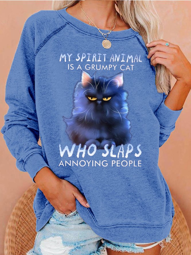 Womens Funny Grumpy Cat Casual Sweatshirts