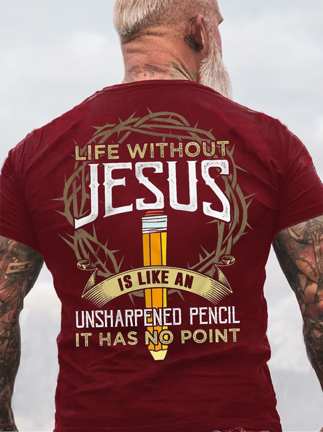 Mens Jesus Cotton Letters T-Shirt