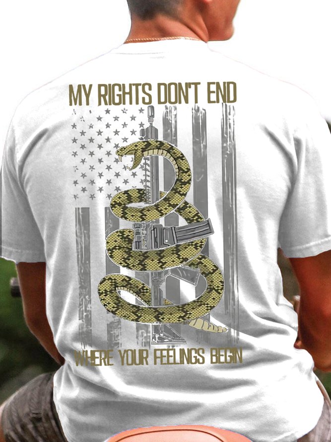 Mens My Right Don't End Crew Neck Cotton T-Shirt