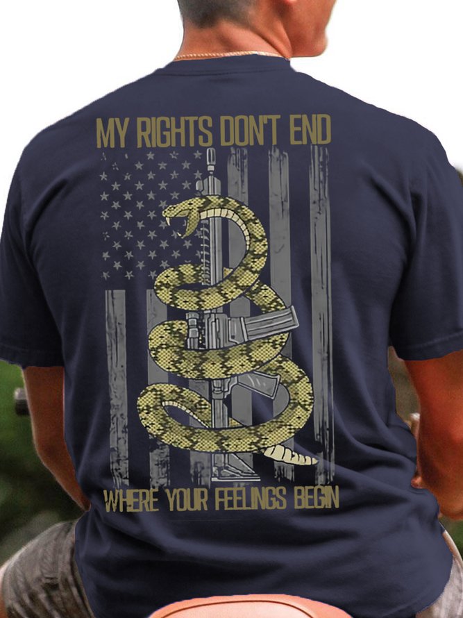 Mens My Right Don't End Crew Neck Cotton T-Shirt
