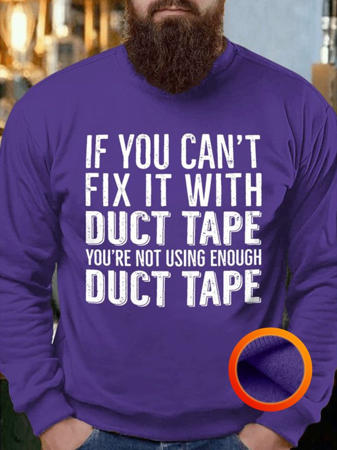 Mens Funny Duct Type Letters Casual Fleece Sweatshirt