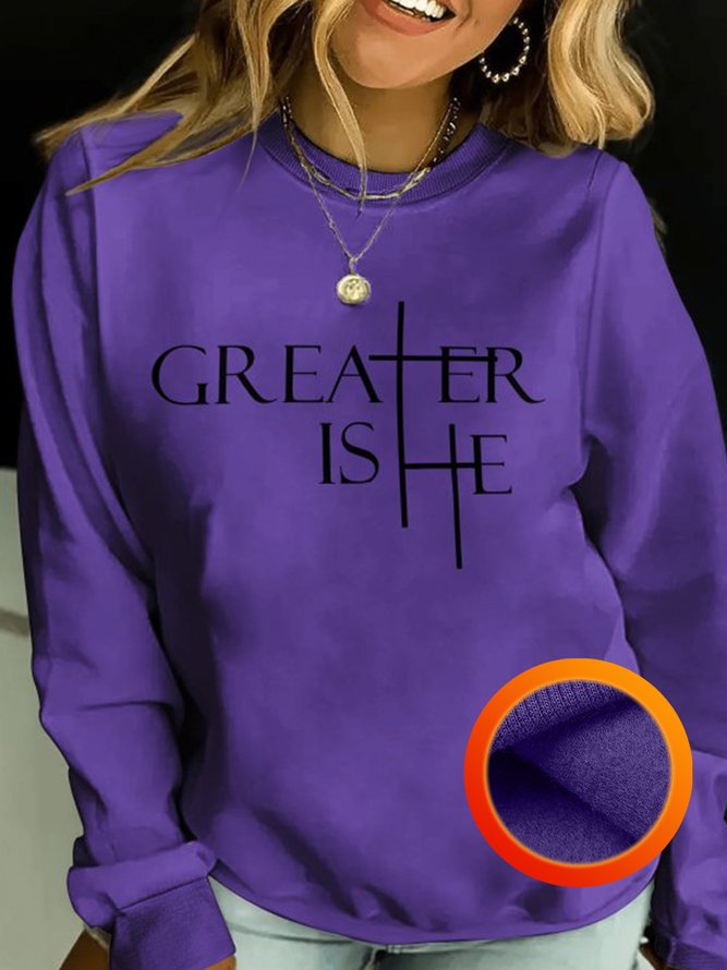 Greater Is He Cross Women's  Fleece Sweatshirts