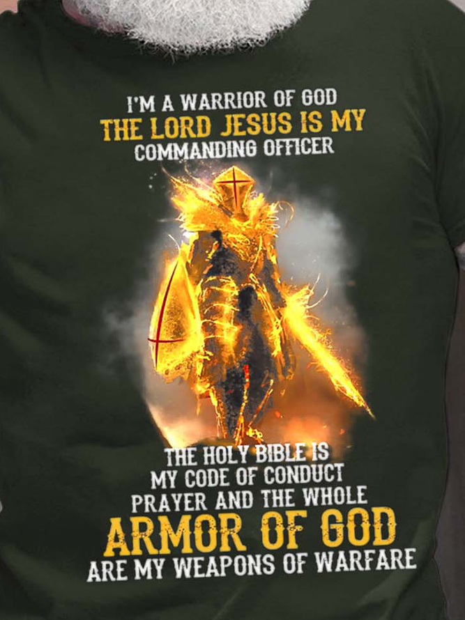 Men The Lord Jesus Is My Armor Of God Casual Text Letters Fit T-Shirt