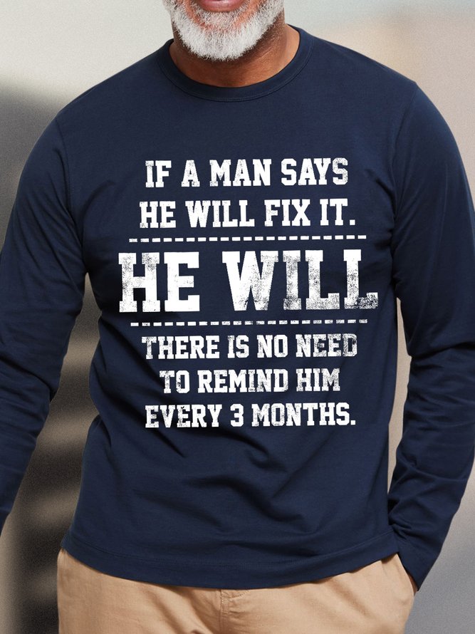 Men Fix Casual Loose Text Letters T-Shirt