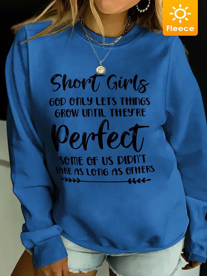 Women Short Girls Perfect Fleece Letters Casual Sweatshirts