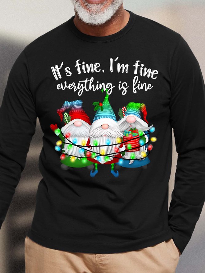 Men Gnomes Merry Christmas I’m Fine Casual T-Shirt