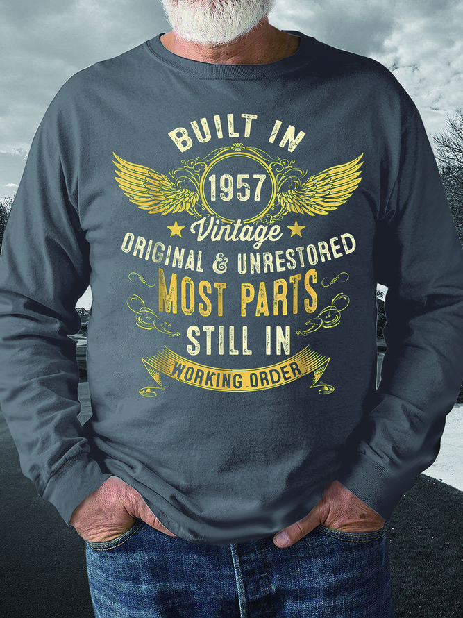 Men's Printed Regular Fit Sweatshirt With Fifties