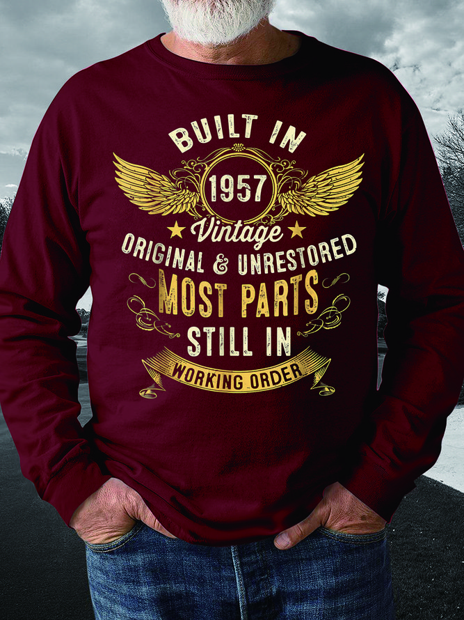 Men's Printed Regular Fit Sweatshirt With Fifties