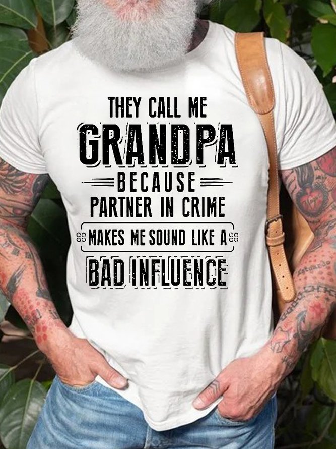 Men'S They Call Me Grandapa  Crew Neck Casual Cotton T-Shirt
