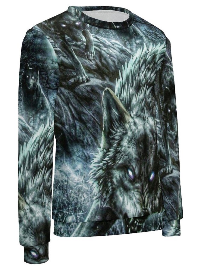 Men The Wolf and the Forest Loose Sweatshirt