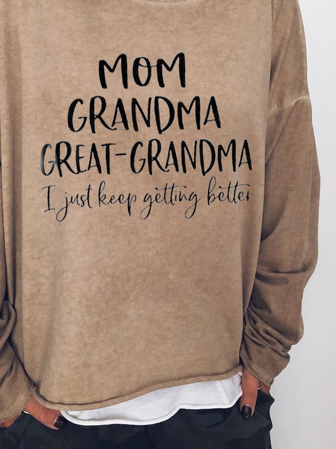Casual Text Letters Crew Neck Loose Sweatshirt