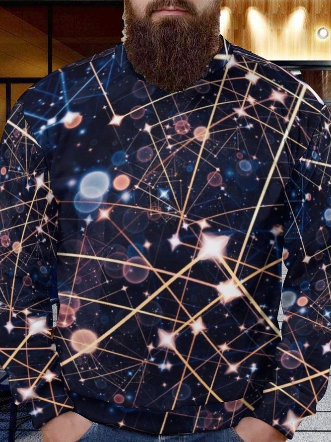 Men Abstract Art Geometric patterns Loose Crew Neck Geometric Sweatshirt