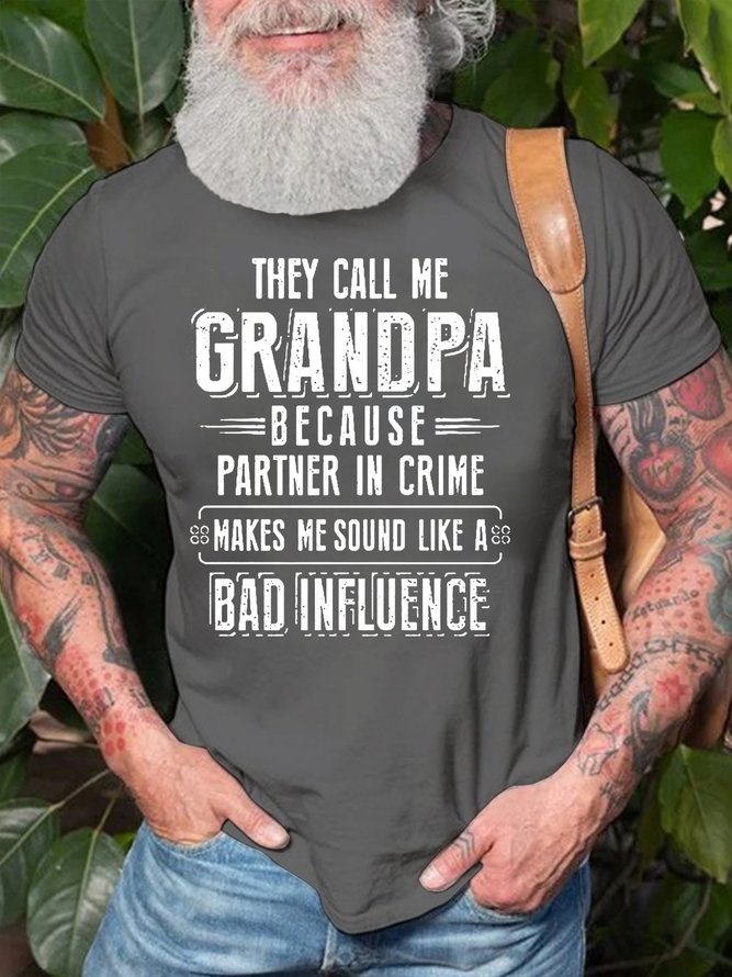 Men'S They Call Me Grandapa  Crew Neck Casual Cotton T-Shirt