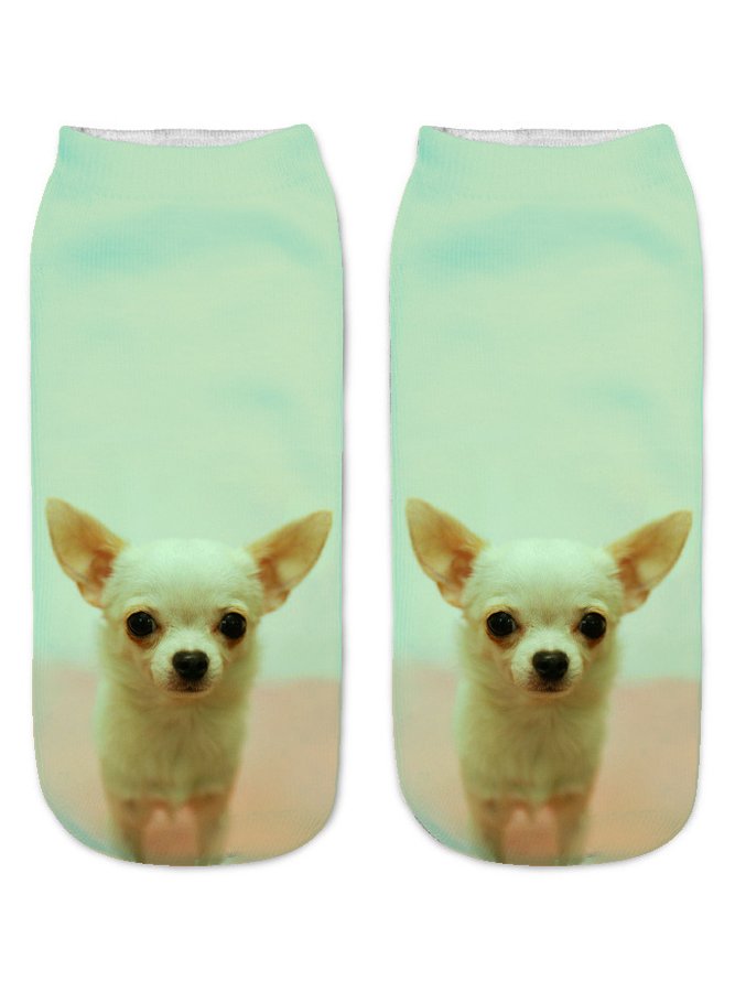 Casual 3D Printing Gradient Color Dog Pattern Socks Everyday Home