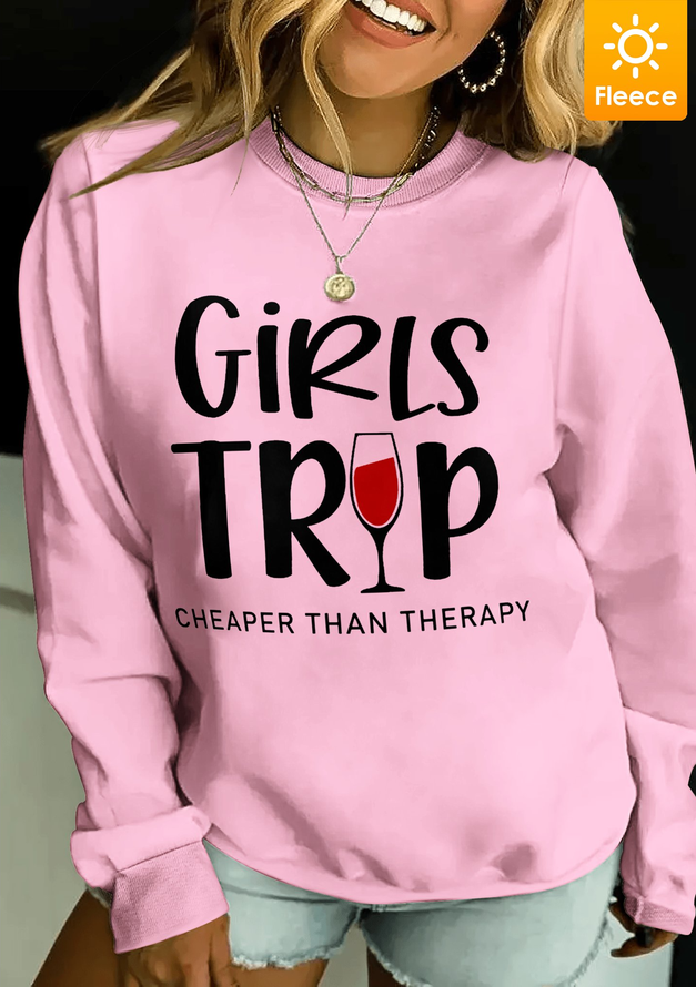 Girls Trip 2022 Fleece Women Simple Crew Neck Sweatshirts