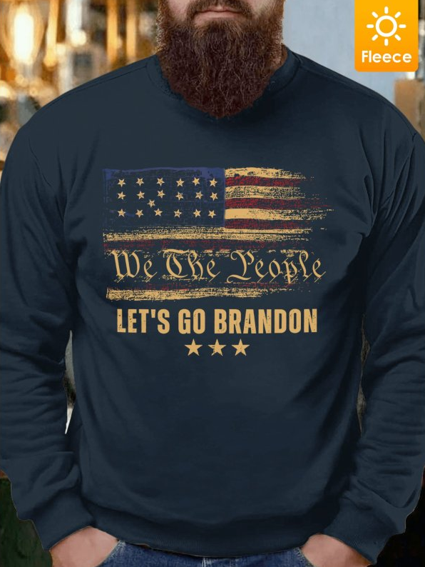 Men Let's Go Brandon Fleece Crew Neck Sweatshirt