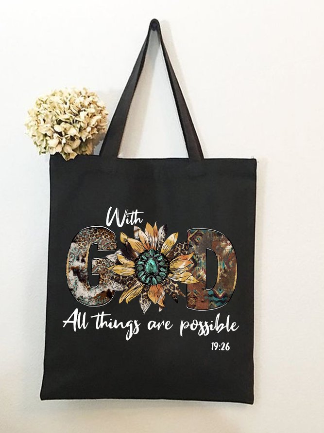 With God All Things Are Possible Faith Graphic Shopping Totes