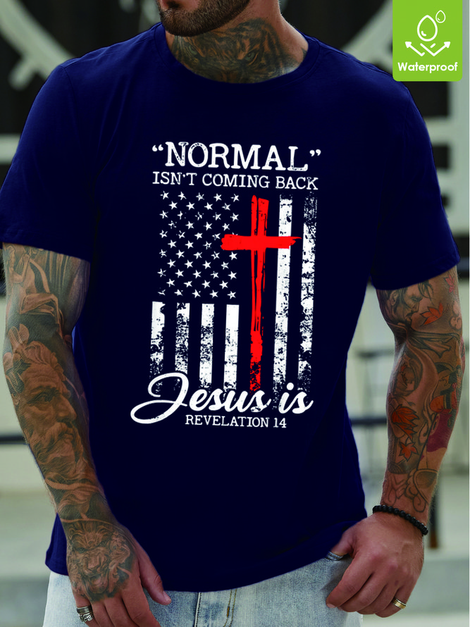 Men Jesus Waterproof Oilproof And Stainproof Fabric Casual T-Shirt