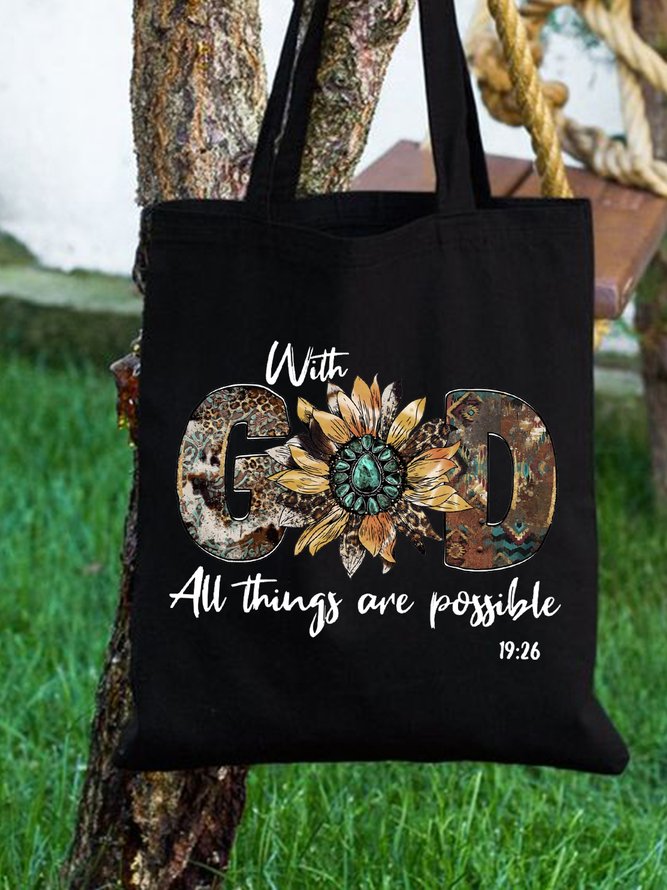 With God All Things Are Possible Faith Graphic Shopping Totes