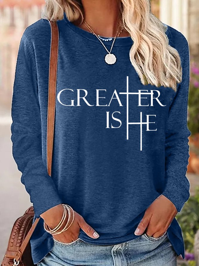 Greater Is He Cross Women's Long Sleeve T-Shirt