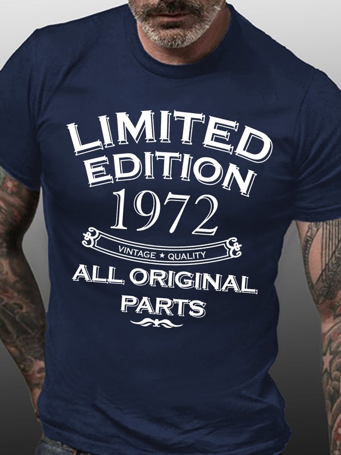 Men's Limited Edition 1972 All Original Parts Cotton Casual Loose T-Shirt