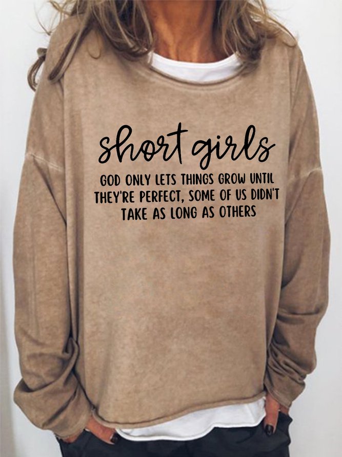 Woem Women's Short Girl God Only Lets Things Grow Until They're Perfect Casual Crew Neck Text Letters Sweatshirts